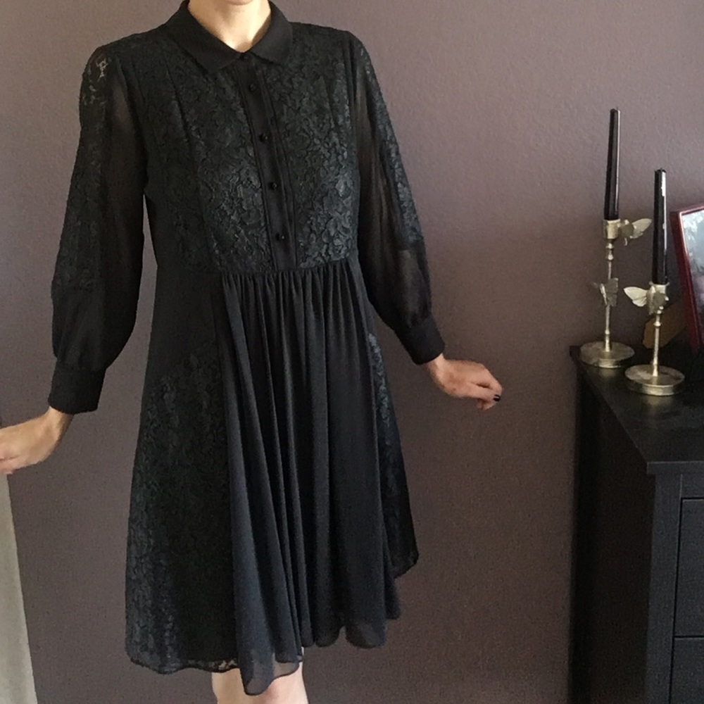 Black lace collared Rebecca Minkoff dress